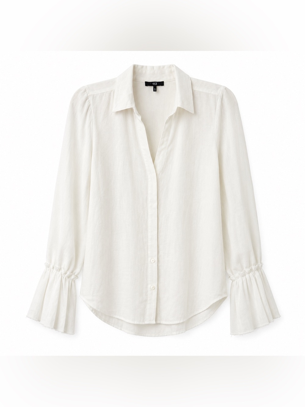 PAIGE White Semi-Sheer Button Front Blouse Women’s XS Lightweight Romantic Top